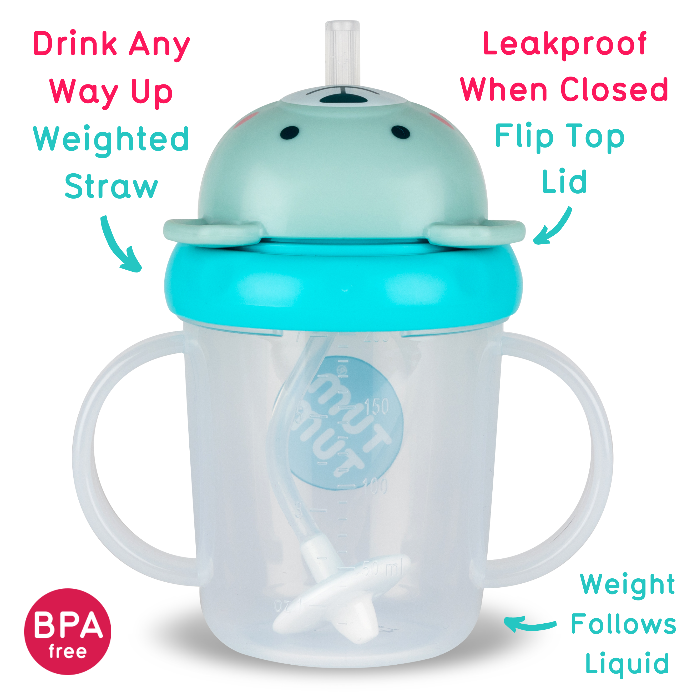 TUM TUM Tippy Up Free Flow Sippy Cup With Weighted Straw, Boris Bear – TUM  TUM TOTS
